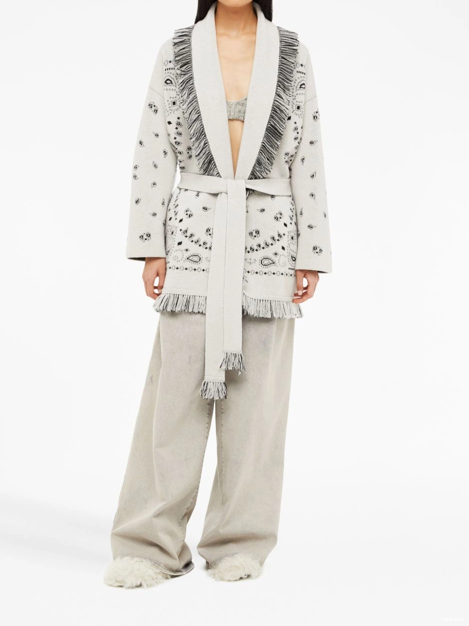 Cheap Jacquard cashmere Bandana cardigan Alanui Women fringed 0721